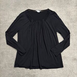 Boden Long Sleeve Pleated Blouse Top Black Women’s